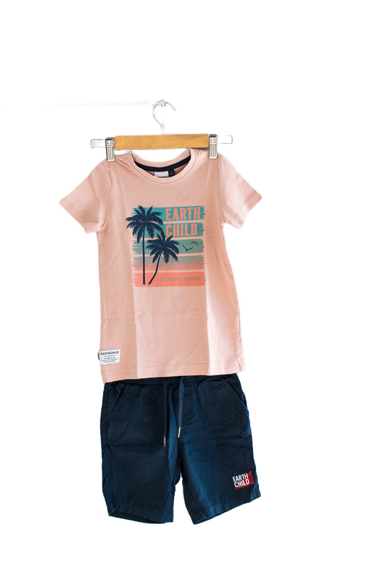 Earth Child Shorts Navy & Pink Tee