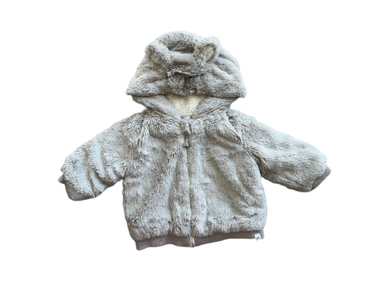 Woolies Grey Fluffy Bear Ear Jacket