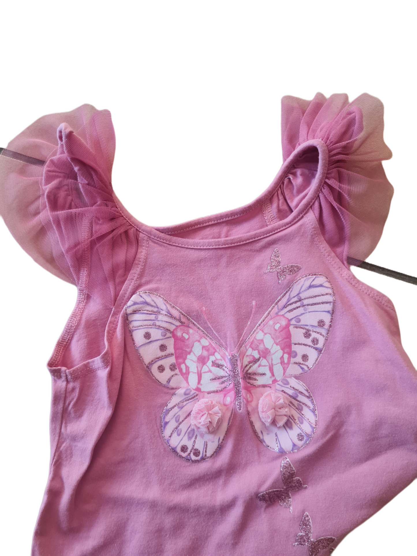 Pink Butterfly Top and Skirt Set