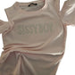 Pink Sissy Boy Exposed Shoulder Fitted Top