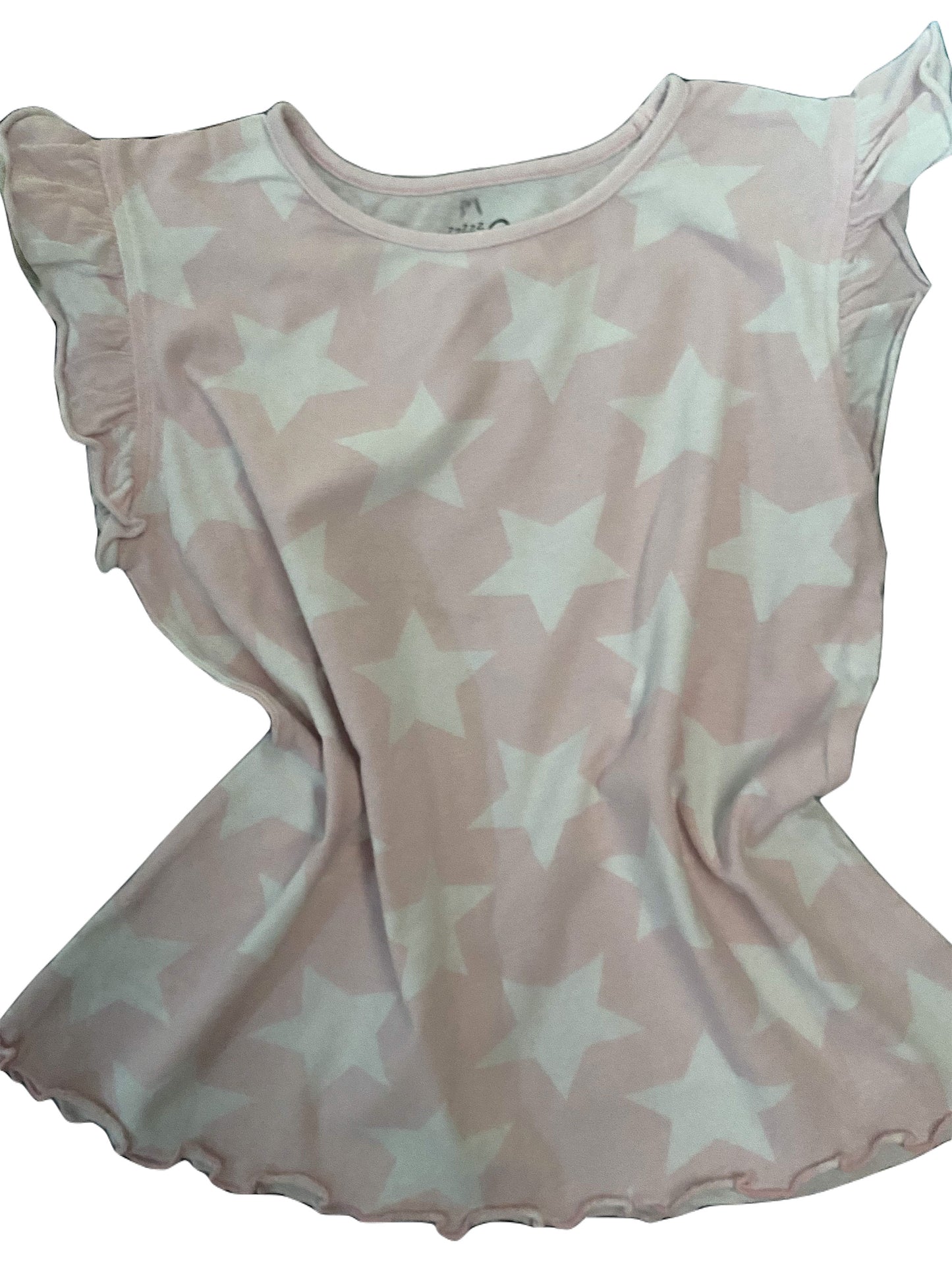 Frilly Sleeved Pink/White Stars Tee